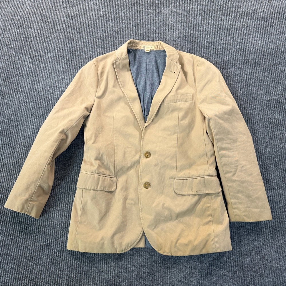 J.Crew Mens 22482 Blazer Size S Khaki Solid 100% Cotton Two Button Sport Coat